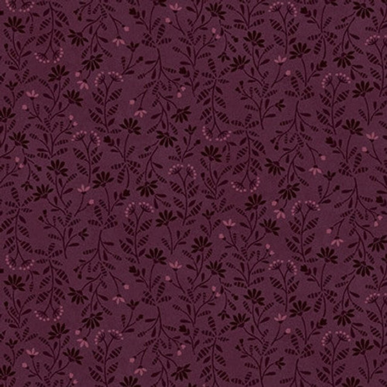 Fabric Henry Glass Aubergine Calicos Flossie's Flowers by the Quarter Yard 3371-85